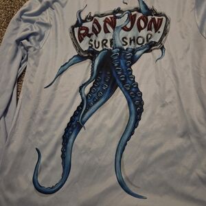 Ron Jon Surf Shop Men's Octopus Pullover Hoodie Light Blue Beach Medium